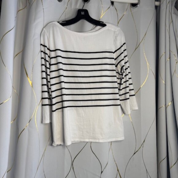 Joie White & Black Striped Boat-Neck Top – Size XL - Picture 1 of 3
